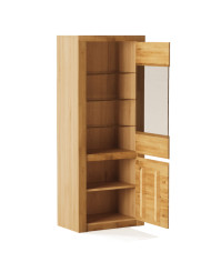 Witryna wąska Bruno 90 P, prawa, dwudrzwiowa, przeszklona, front lity dąb olejowany, SIUDY