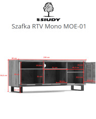 Szafka RTV Mono Loft MOE-01, z drzwiami i wnęką na sprzęt, front lity dąb olejowany, SIUDY