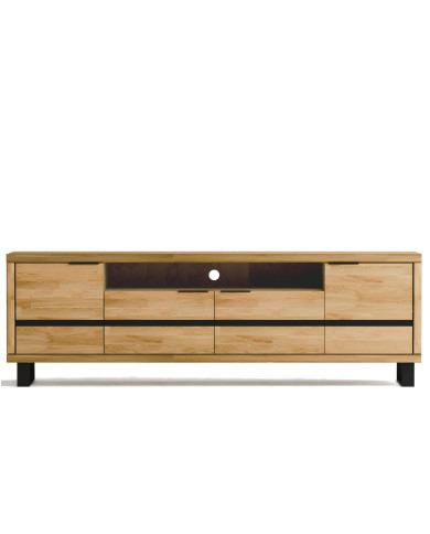 Szafka RTV Mono Loft MOE-02, z drzwiami i wnęką na sprzęt, front lity dąb olejowany, SIUDY