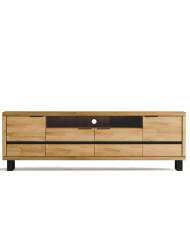 Szafka RTV Mono Loft MOE-02, z drzwiami i wnęką na sprzęt, front lity dąb olejowany, SIUDY