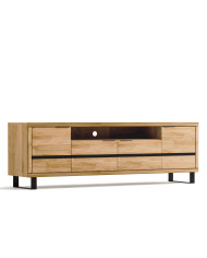 Szafka RTV Mono Loft MOE-02, z drzwiami i wnęką na sprzęt, front lity dąb olejowany, SIUDY