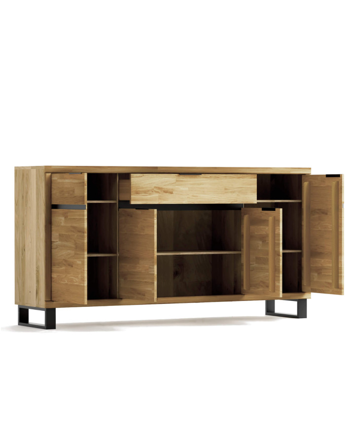 Komoda Mono Loft MOE-03, czterodrzwiowa z szufladami, front dąb lity olejowany, SIUDY