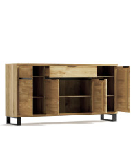 Komoda Mono Loft MOE-03, czterodrzwiowa z szufladami, front dąb lity olejowany, SIUDY