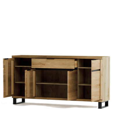 Komoda Mono Loft MOE-03, czterodrzwiowa z szufladami, front dąb lity olejowany, SIUDY