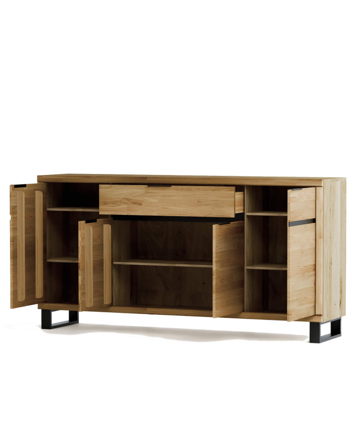 Komoda Mono Loft MOE-03, czterodrzwiowa z szufladami, front dąb lity olejowany, SIUDY