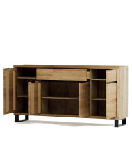 Komoda Mono Loft MOE-03, czterodrzwiowa z szufladami, front dąb lity olejowany, SIUDY