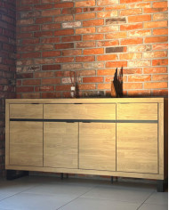 Komoda Mono Loft MOE-03, czterodrzwiowa z szufladą, front dąb lity olejowany, SIUDY