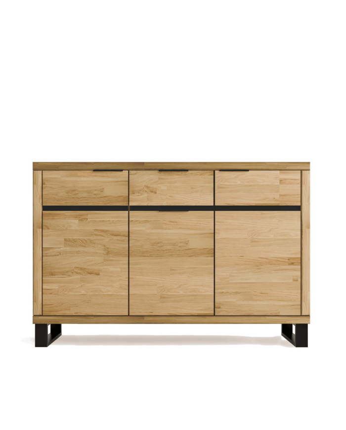 Komoda Mono Loft MOE-32, trzydrzwiowa z szufladą, front dąb lity olejowany, SIUDY