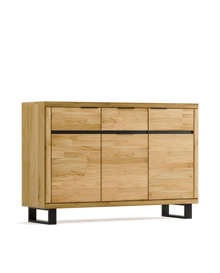 Komoda Mono Loft MOE-32, trzydrzwiowa z szufladą, front dąb lity olejowany, SIUDY