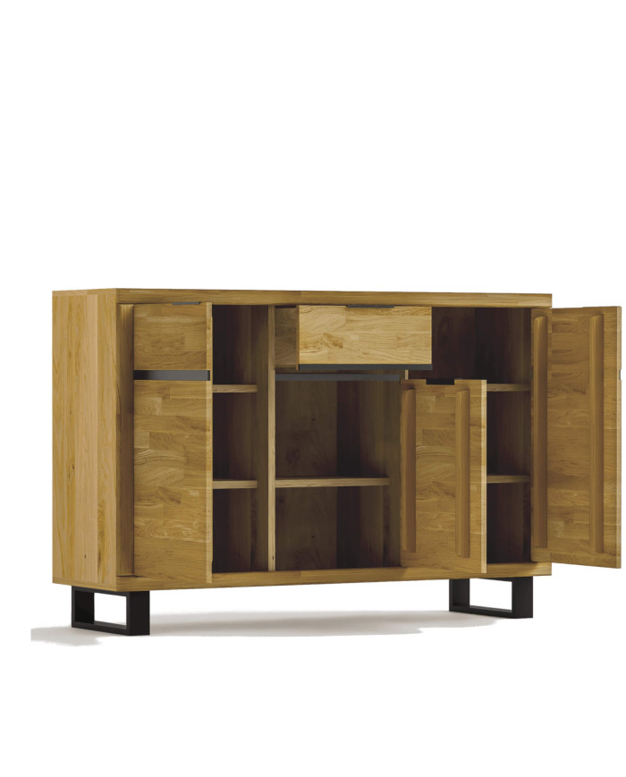 Komoda Mono Loft MOE-32, trzydrzwiowa z szufladą, front dąb lity olejowany, SIUDY