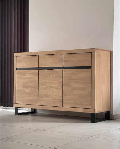 Komoda Mono Loft MOE-32, trzydrzwiowa z szufladą, front dąb lity olejowany, SIUDY