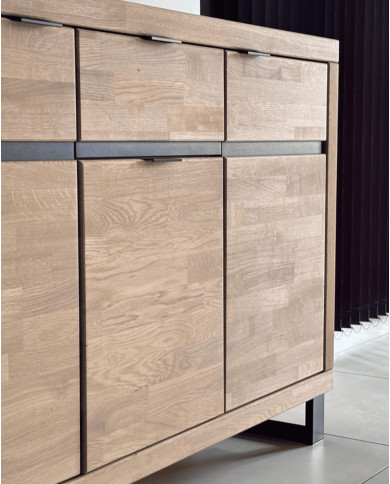 Komoda Mono Loft MOE-32, trzydrzwiowa z szufladą, front dąb lity olejowany, SIUDY