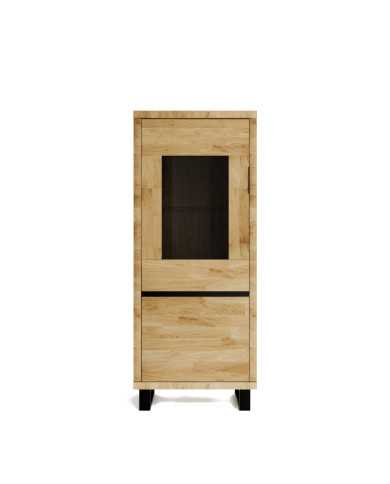 Witryna niska Mono Loft MOE-04, jednodrzwiowa, przeszklona, front lity dąb olejowany, SIUDY