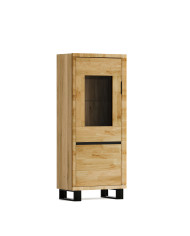 Witryna niska Mono Loft MOE-04, jednodrzwiowa, przeszklona, front lity dąb olejowany, SIUDY