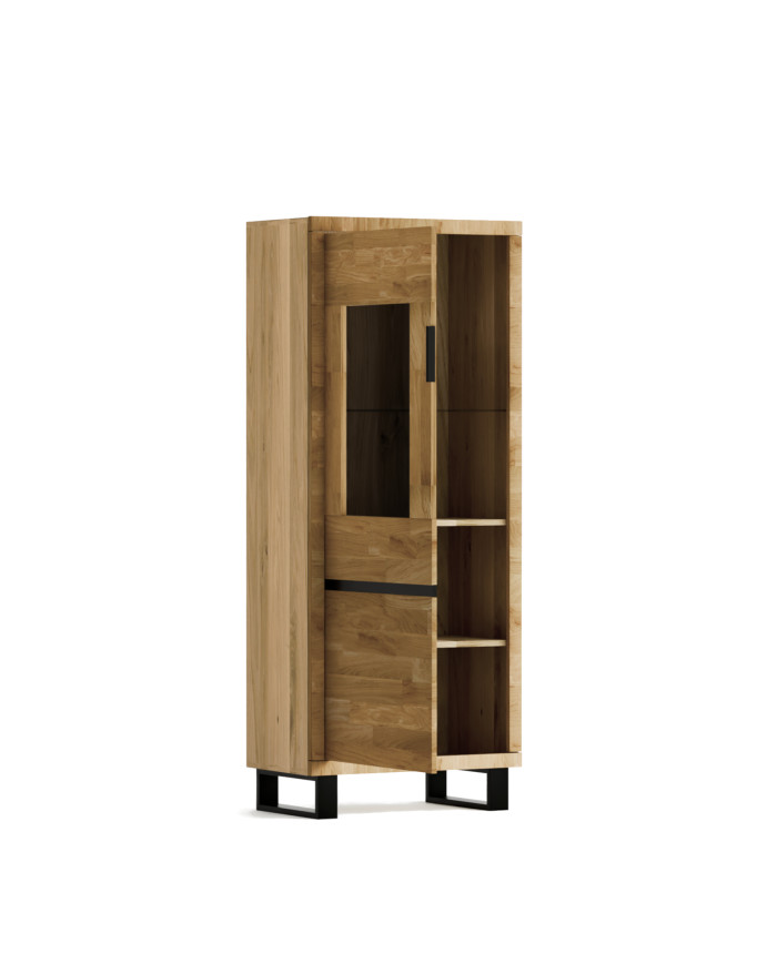 Witryna niska Mono Loft MOE-04, jednodrzwiowa, przeszklona, front lity dąb olejowany, SIUDY