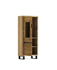 Witryna niska Mono Loft MOE-04, jednodrzwiowa, przeszklona, front lity dąb olejowany, SIUDY