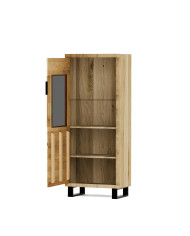 Witryna niska Mono Loft MOE-04, jednodrzwiowa, przeszklona, front lity dąb olejowany, SIUDY