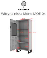 Witryna niska Mono Loft MOE-04, jednodrzwiowa, przeszklona, front lity dąb olejowany, SIUDY