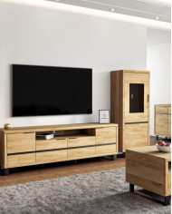 Witryna niska Mono Loft MOE-04, jednodrzwiowa, przeszklona, front lity dąb olejowany, SIUDY