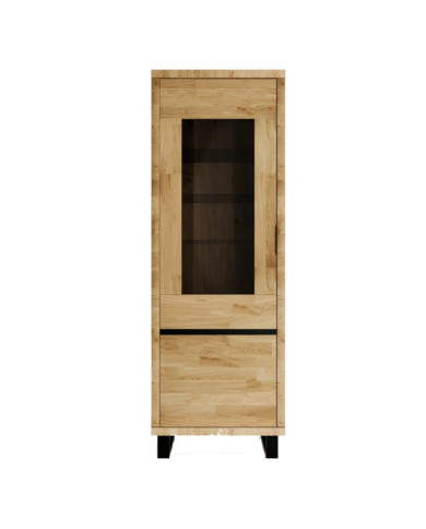 Witryna wąska Mono Loft MOE-06, jednodrzwiowa, przeszklona, front lity dąb olejowany, SIUDY