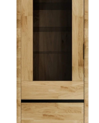 Witryna wąska Mono Loft MOE-06, jednodrzwiowa, przeszklona, front lity dąb olejowany, SIUDY