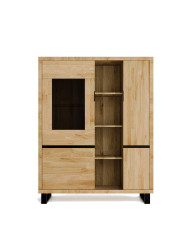 Witryna niska Mono Loft MOE-07, dwudrzwiowa, przeszklona, regał, front lity dąb olejowany, SIUDY