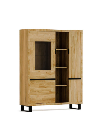 Witryna niska Mono Loft MOE-07, jednodrzwiowa, przeszklona, front lity dąb olejowany, SIUDY