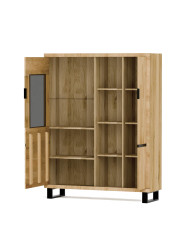 Witryna niska Mono Loft MOE-07, jednodrzwiowa, przeszklona, front lity dąb olejowany, SIUDY