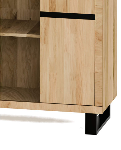 Witryna niska Mono Loft MOE-07, jednodrzwiowa, przeszklona, front lity dąb olejowany, SIUDY