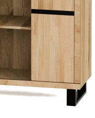 Witryna niska Mono Loft MOE-07, dwudrzwiowa, przeszklona, regał, front lity dąb olejowany, SIUDY