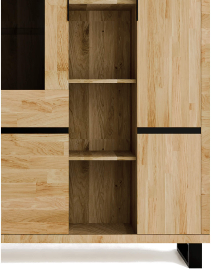 Witryna niska Mono Loft MOE-07, jednodrzwiowa, przeszklona, front lity dąb olejowany, SIUDY