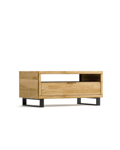 Stolik kawowy Mono Loft MOE-08, prostokątny, z półką i zamykaną szafką, front dębowy olejowany, SIUDY