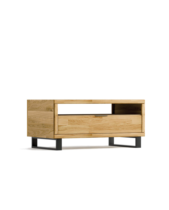 Stolik kawowy Mono Loft MOE-08, prostokątny, z półką i zamykaną szafką, front dębowy olejowany, SIUDY