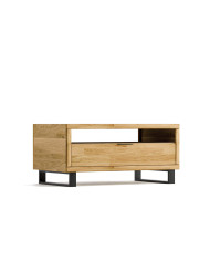 Stolik kawowy Mono Loft MOE-08, prostokątny, z półką i zamykaną szafką, front dębowy olejowany, SIUDY