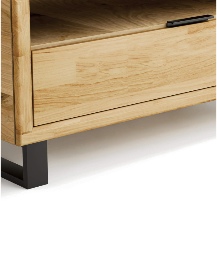 Stolik kawowy Mono Loft MOE-08, prostokątny, z półką i zamykaną szafką, front dębowy olejowany, SIUDY