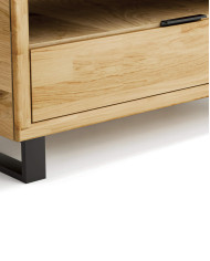 Stolik kawowy Mono Loft MOE-08, prostokątny, z półką i zamykaną szafką, front dębowy olejowany, SIUDY