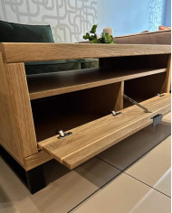 Stolik kawowy Mono Loft MOE-08, prostokątny, z półką i zamykaną szafką, front dębowy olejowany, SIUDY