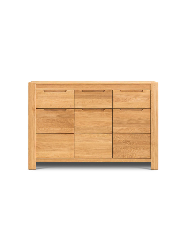 Komoda Napoli NE-10, trzydrzwiowa z szufladami, front dąb lity olejowany, SIUDY