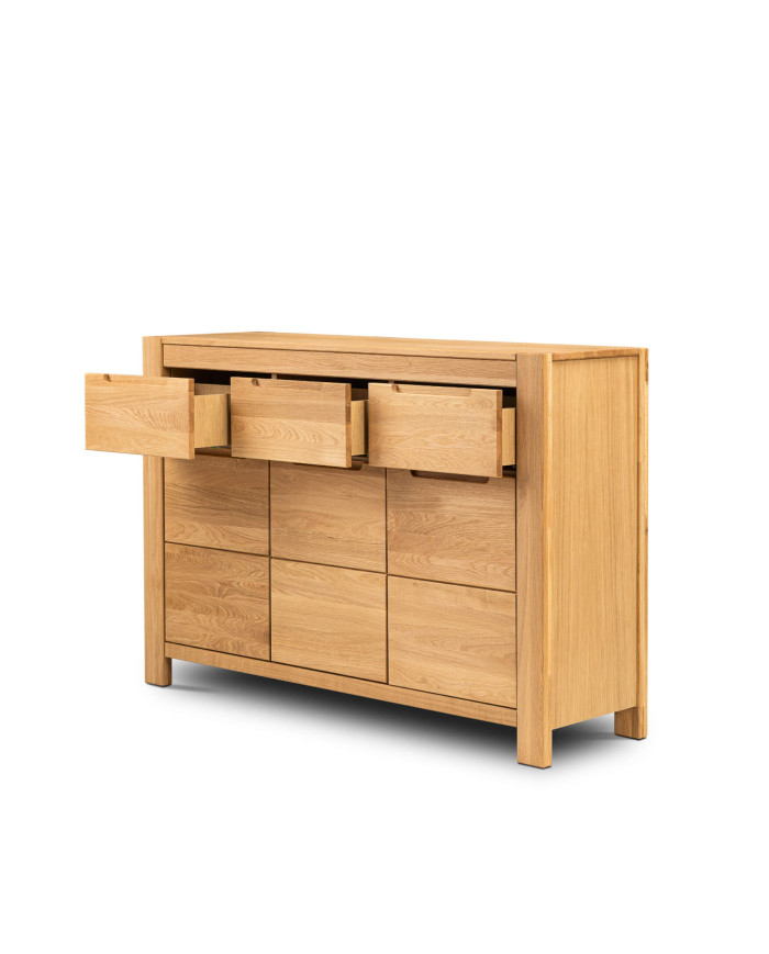 Komoda Napoli NE-10, trzydrzwiowa z szufladami, front dąb lity olejowany, SIUDY