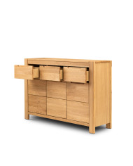 Komoda Napoli NE-10, trzydrzwiowa z szufladami, front dąb lity olejowany, SIUDY