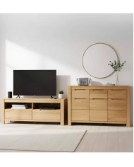 Komoda Napoli NE-10, trzydrzwiowa z szufladami, front dąb lity olejowany, SIUDY