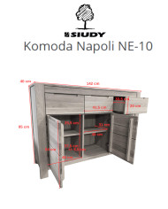 Komoda Napoli NE-10, trzydrzwiowa z szufladami, front dąb lity olejowany, SIUDY