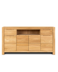 Komoda Napoli NE-15, czterodrzwiowa z szufladami i wnęką, front dąb lity olejowany, SIUDY