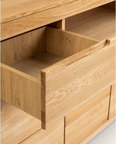 Komoda Napoli NE-15, czterodrzwiowa z szufladami i wnęką, front dąb lity olejowany, SIUDY