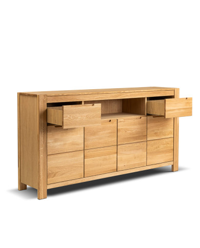 Komoda Napoli NE-15, czterodrzwiowa z szufladami i wnęką, front dąb lity olejowany, SIUDY