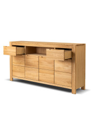 Komoda Napoli NE-15, czterodrzwiowa z szufladami i wnęką, front dąb lity olejowany, SIUDY