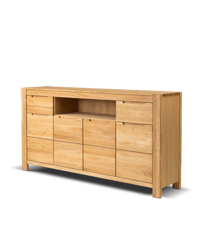 Komoda Napoli NE-15, czterodrzwiowa z szufladami i wnęką, front dąb lity olejowany, SIUDY