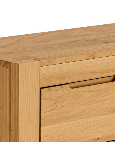 Komoda Napoli NE-15, czterodrzwiowa z szufladami i wnęką, front dąb lity olejowany, SIUDY