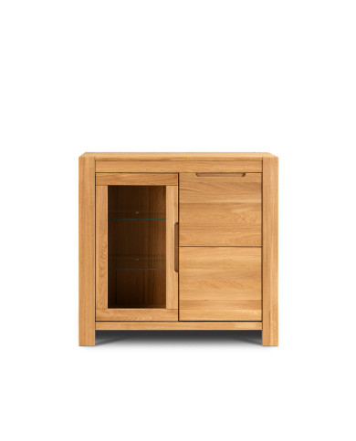 Witryna niska Napoli NE-30, dwudrzwiowa, przeszklona, front lity dąb olejowany, SIUDY