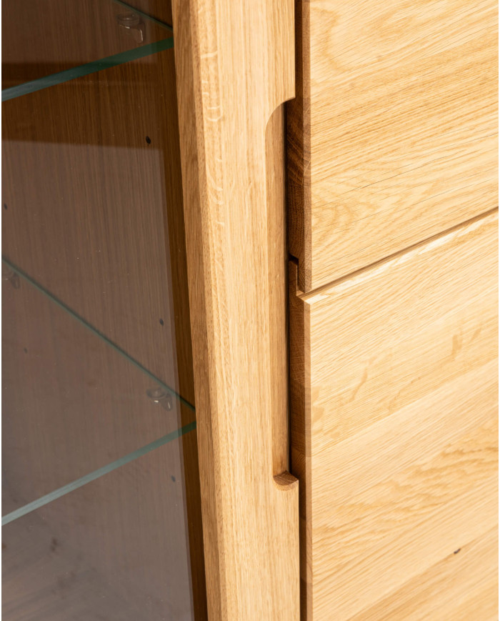 Witryna niska Napoli NE-30, dwudrzwiowa, przeszklona, front lity dąb olejowany, SIUDY